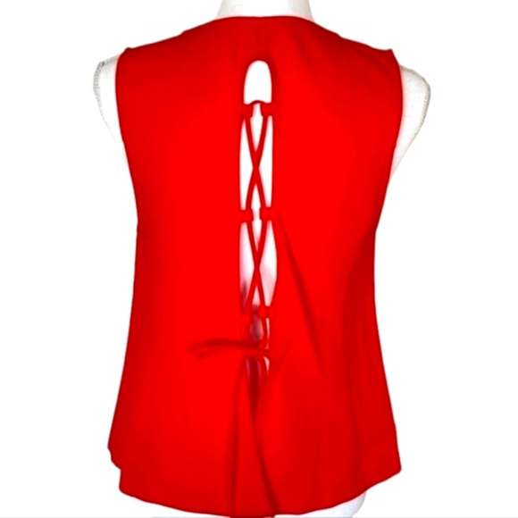 Free People Women Andrea Tie-back Tank Top Sz SM Holiday Red Vneck Sleeveless - Picture 10 of 16